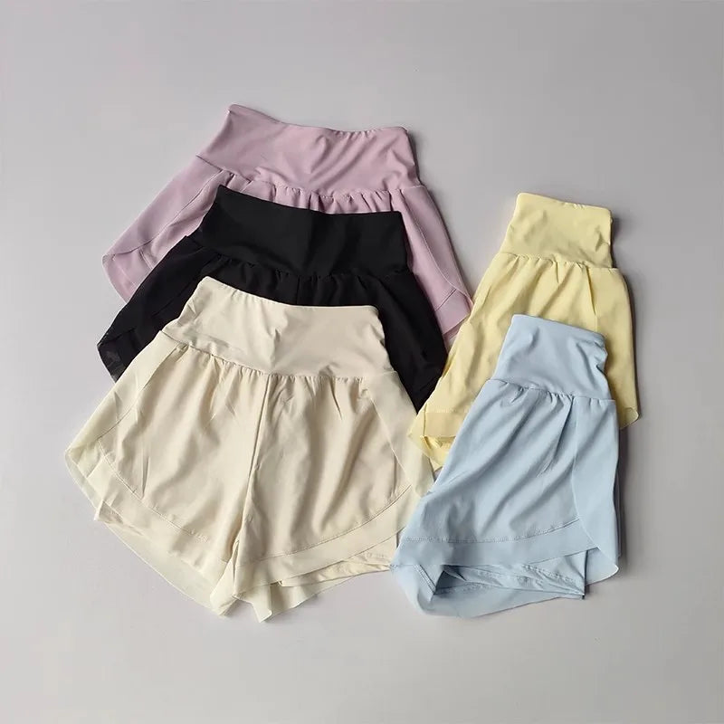 Breathable Womens Mesh 2 In 1 Quick Dry Yoga Shorts