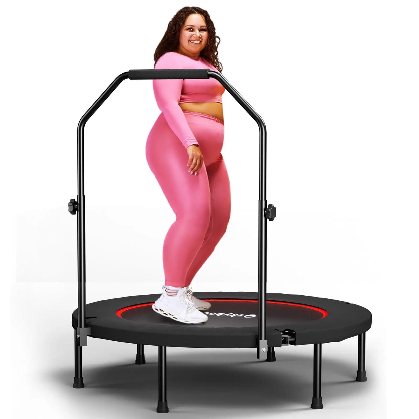 Premium Adult Fitness Rebounder Trampoline With Adjustable Handle