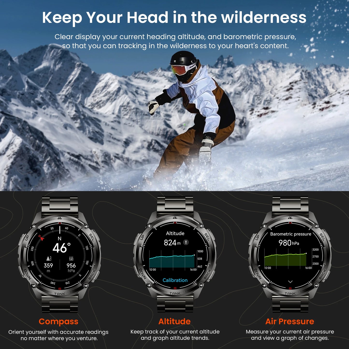 KOSPET Tank T3 Ultra 2 GPS Smartwatch Altimeter Barometer