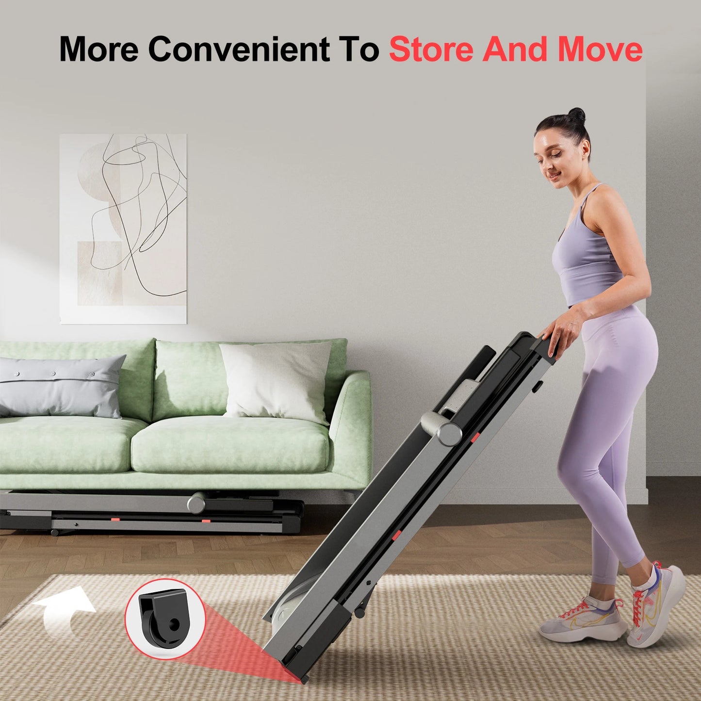 Foldable Incline Treadmill With Handle Bar Touch Screen App