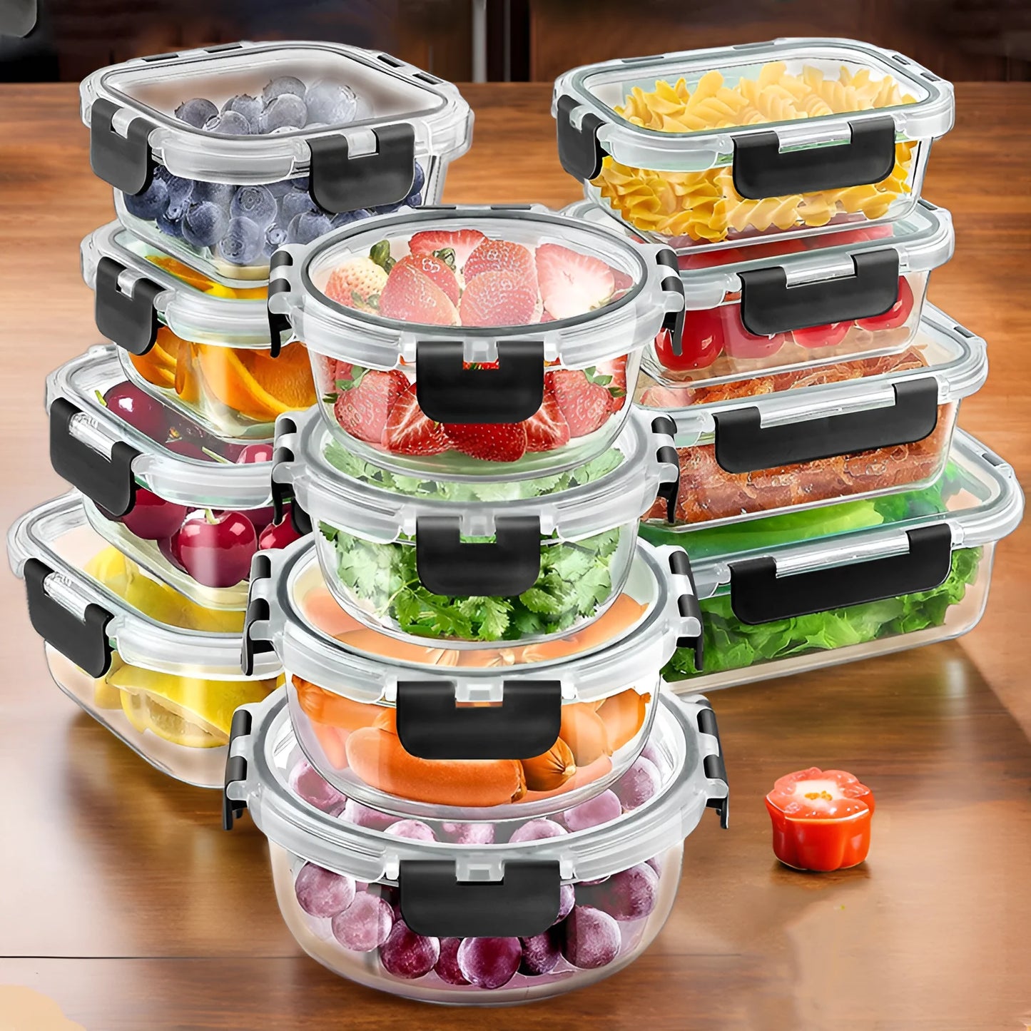Glass Lunch Box Set Meal Prep Containers Airtight Bento Boxes
