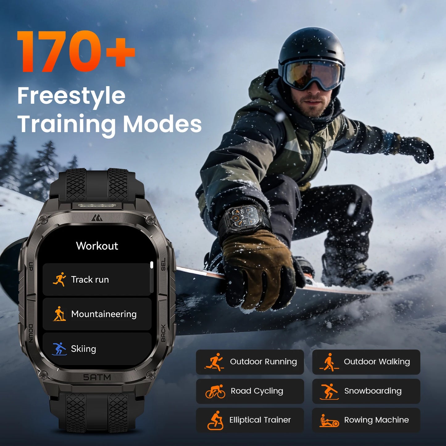 Kospet Tank M4C Rugged GPS Smartwatch 5ATM Waterproof Fitness Tracker
