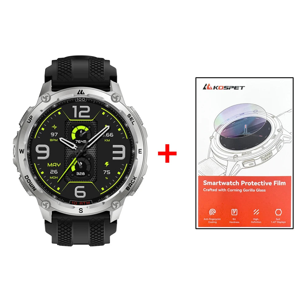 KOSPET Tank T4 Smartwatch GPS Offline Maps 10ATM Waterproof Heart Rate