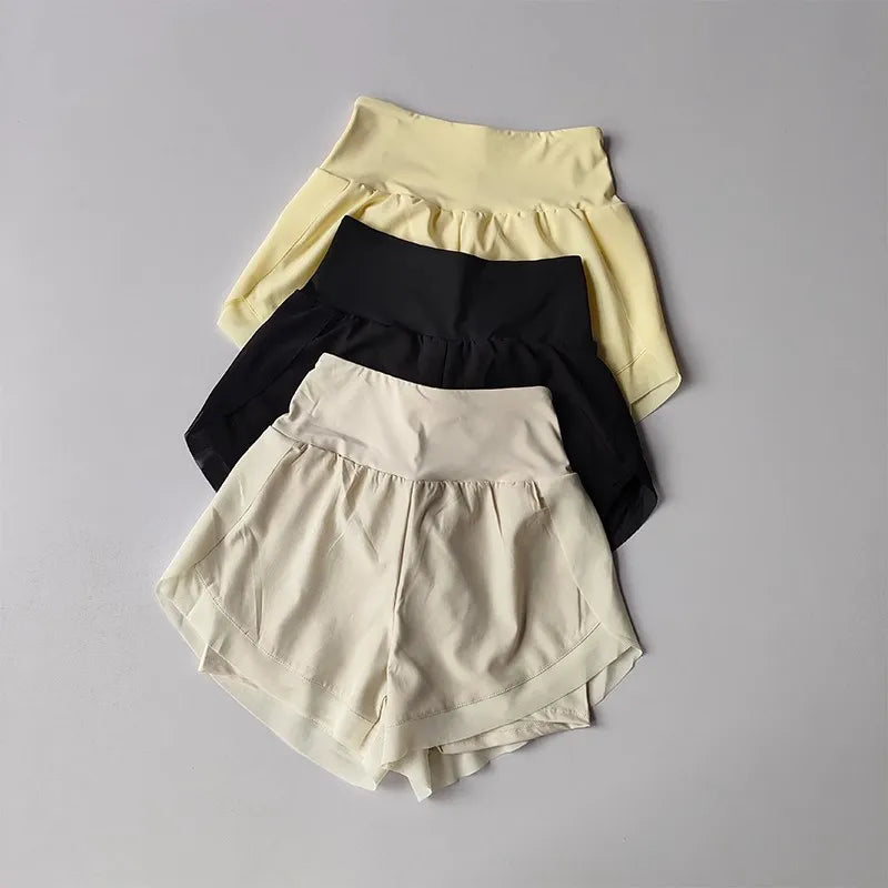 Breathable Womens Mesh 2 In 1 Quick Dry Yoga Shorts