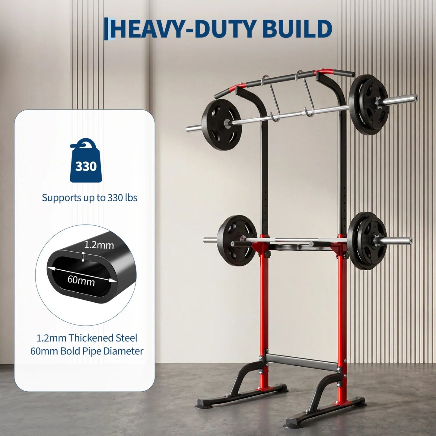 HiMISS Power Tower Pull Up Dip Station 10 Level Adjustable