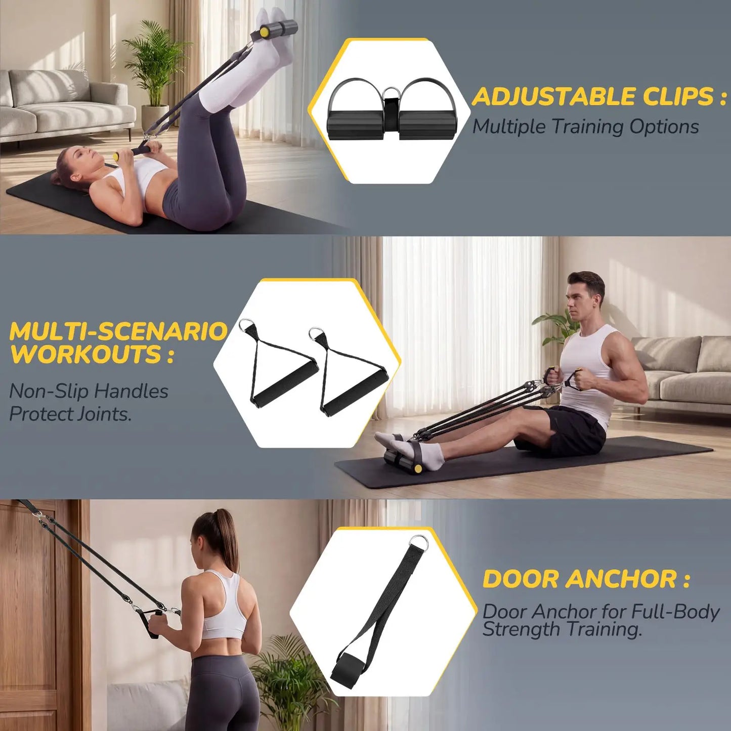 Foot Pedal Resistance Bands Kit With Handles And Ankle Straps