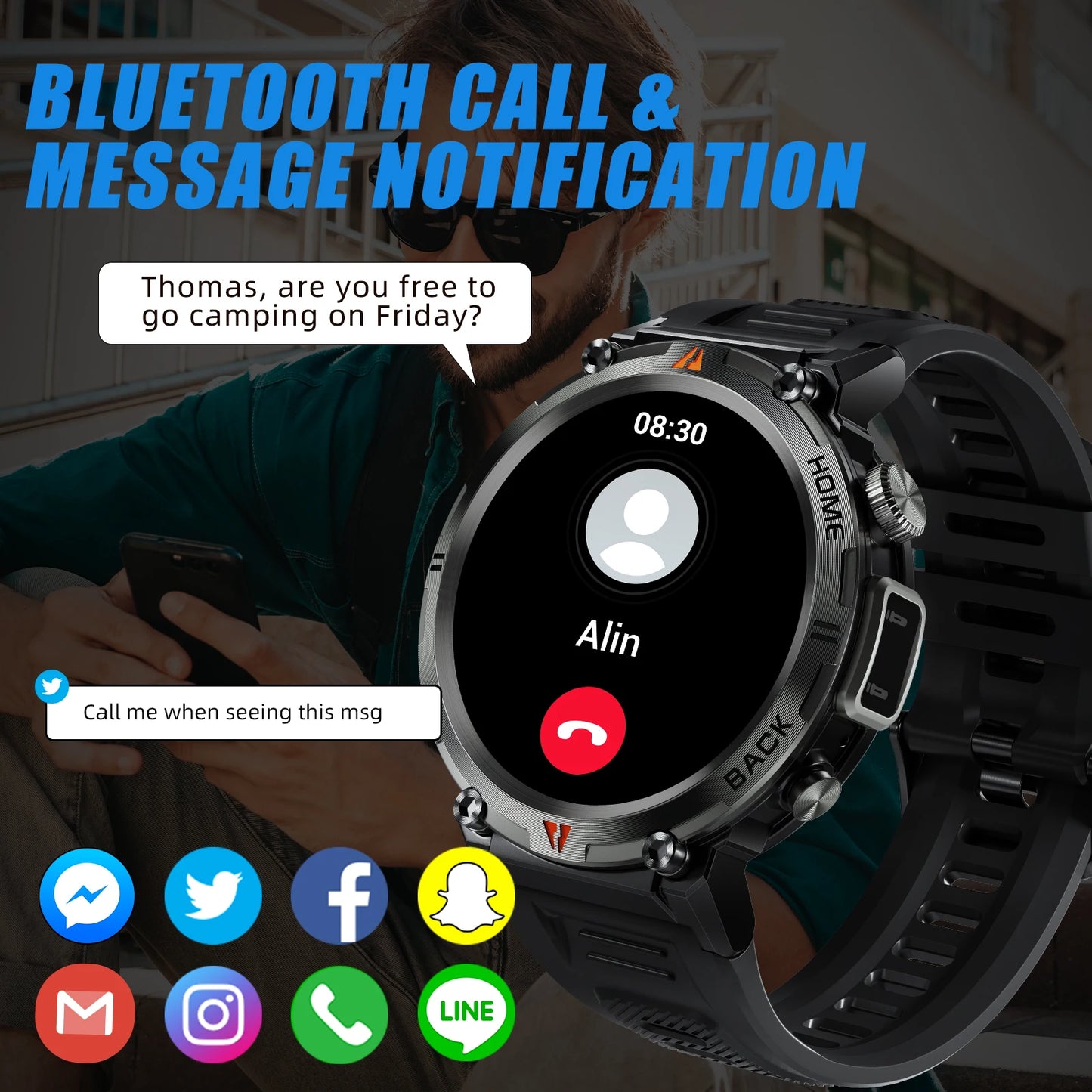 LaNikar KE3 Bluetooth Call Smart Watch for iOS and Android