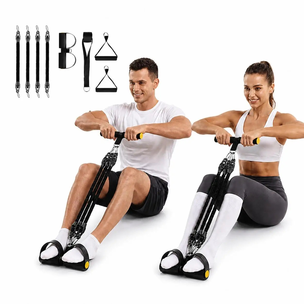 Foot Pedal Resistance Bands Kit With Handles And Ankle Straps
