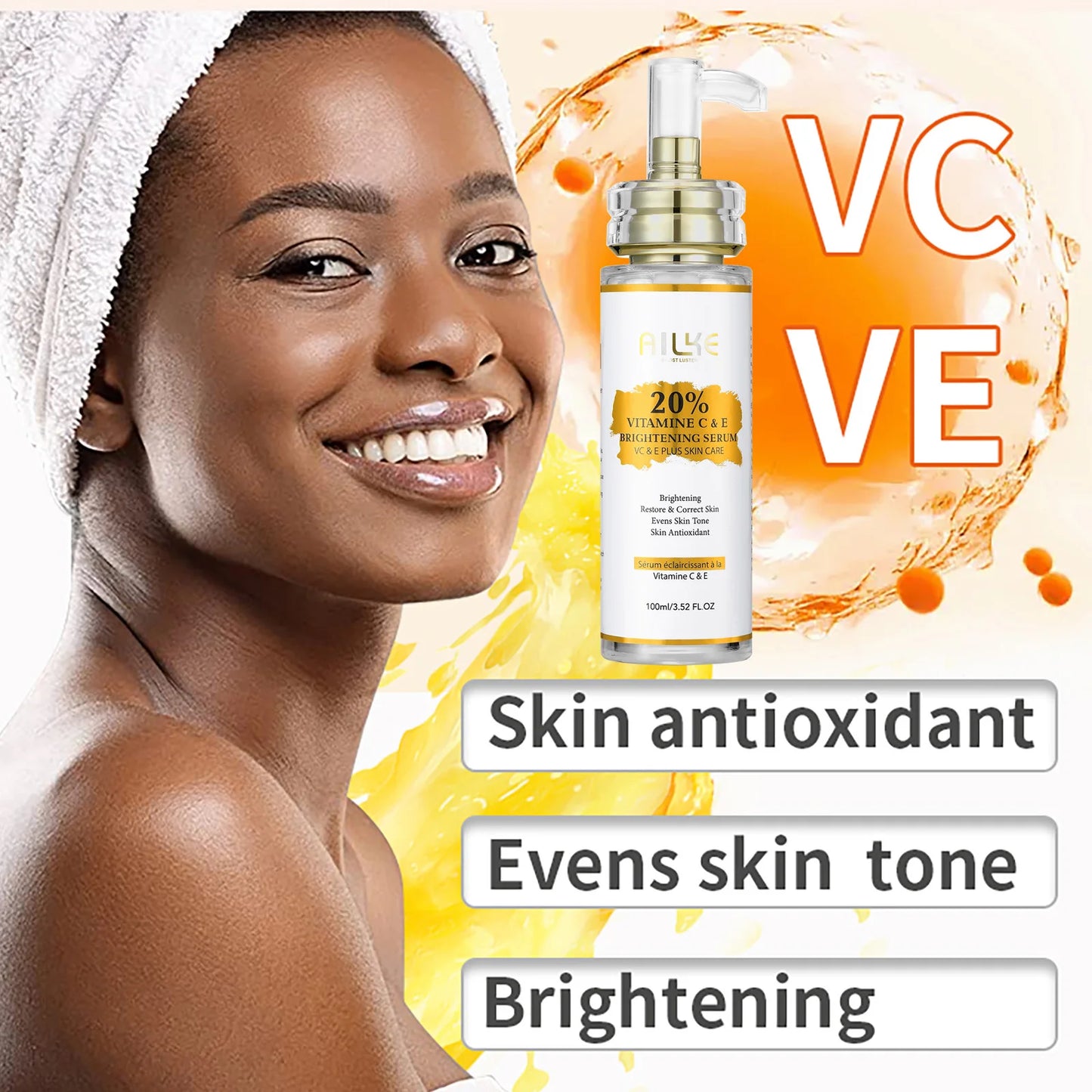 AILKE Vitamin C and E Brightening Serum for Dark Spots