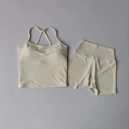 SKINOFSKIN Yoga Set Halter Top and Seamless Ribbed Shorts
