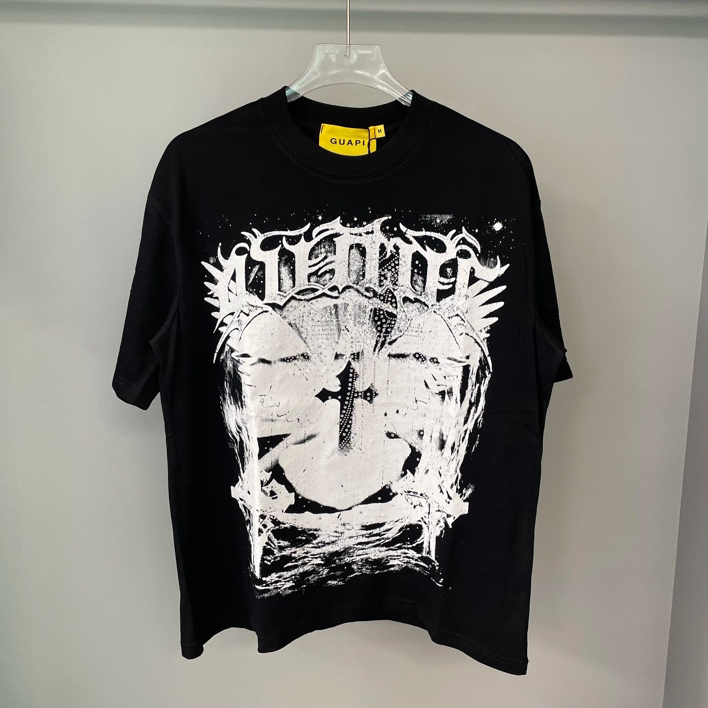 New GUAPI Printed and hotfix rhinestone retro with Washed Oversized 100% cotton Men Women T-shirts Y2K adolescent Fashion T-shirt