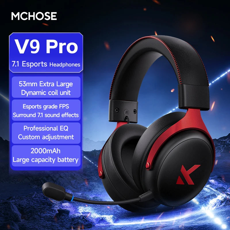 MCHOSE V9 Pro Wireless Gaming Headset With Surround Sound