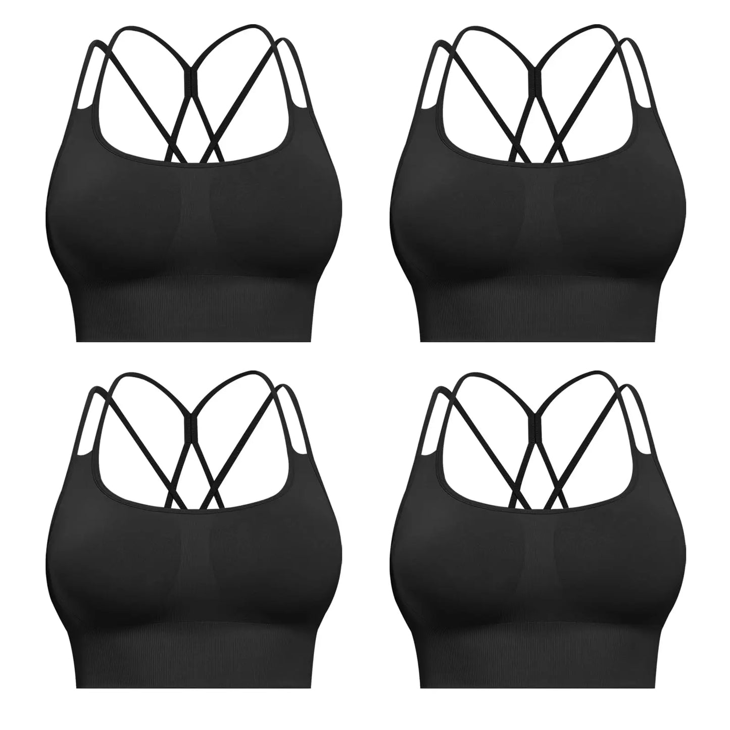 Sports Bras for Women, 4 Packs Padded High Support Workout Yoga Seamless Criss-Cross Racerback Bras