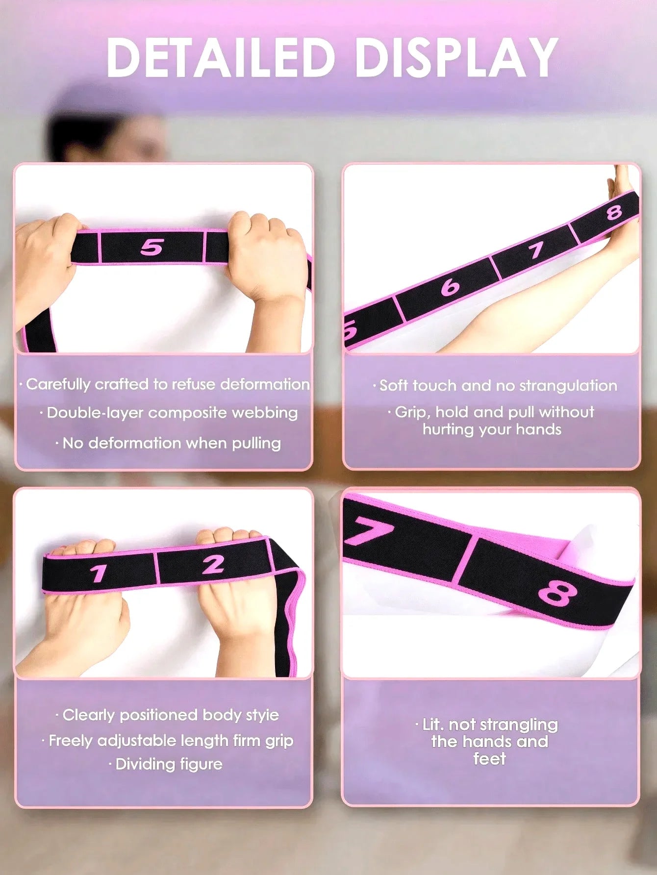 Yoga Elastic Resistance Band For Pilates And Gymnastics Training Polyester