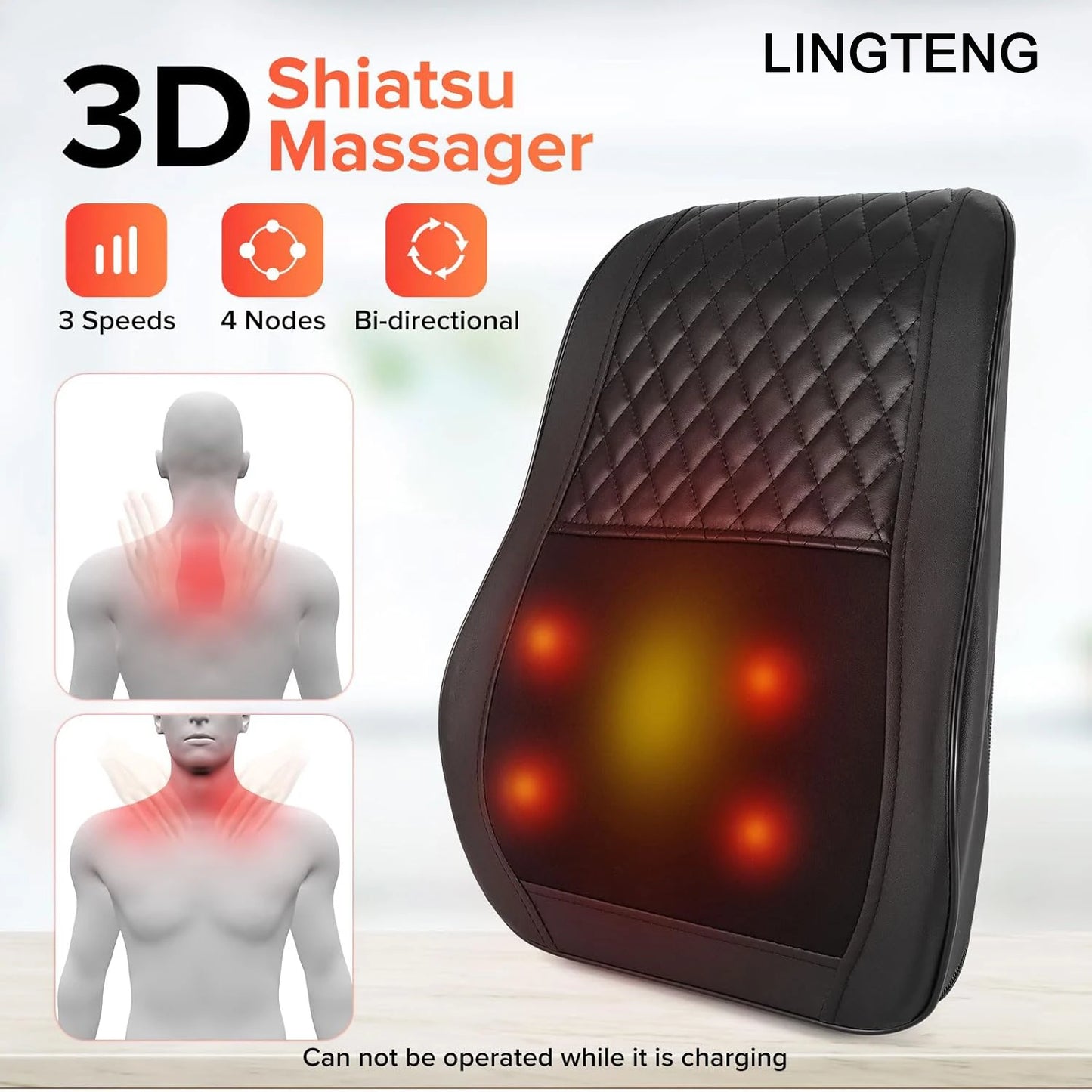 LINGTENG Wireless Back Neck Shoulder Leg Massager USB Rechargeable