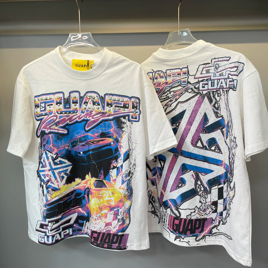 New GUAPI Printed and hotfix rhinestone retro with Washed Oversized 100% cotton Men Women T-shirts Y2K adolescent Fashion T-shirt