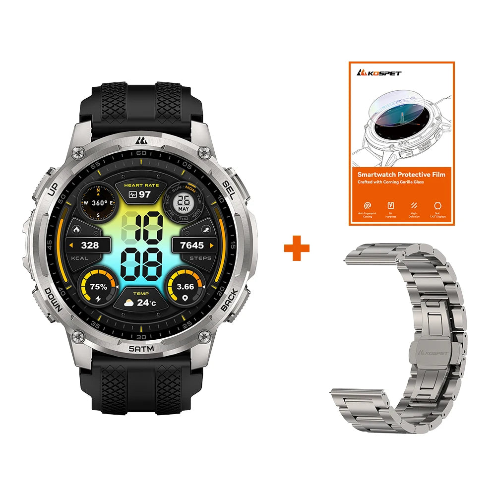 Kospet Tank T4C Rugged Smartwatch With GPS Flashlight Fitness Tracker