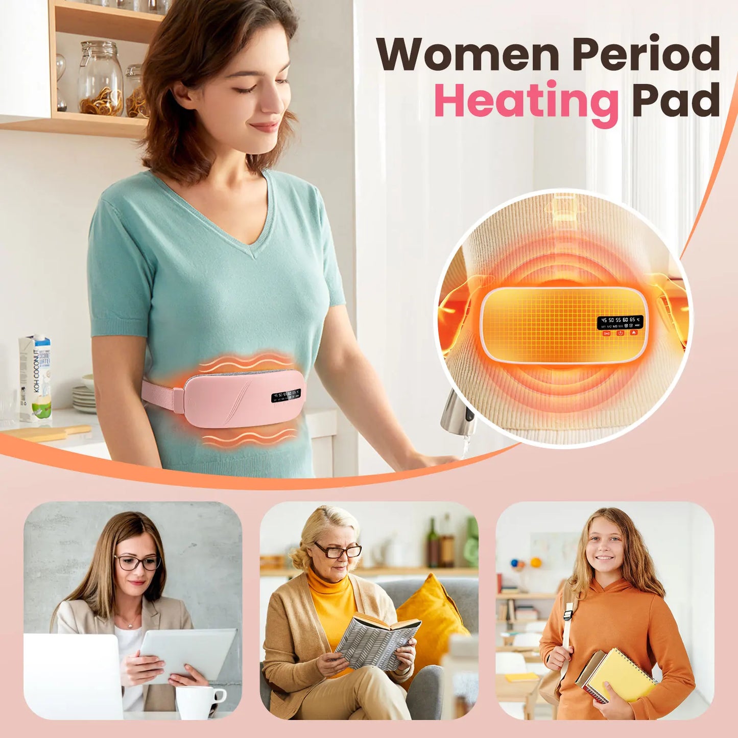PASTSKY Electric Waist Heating Massage Belt For Menstrual Relief