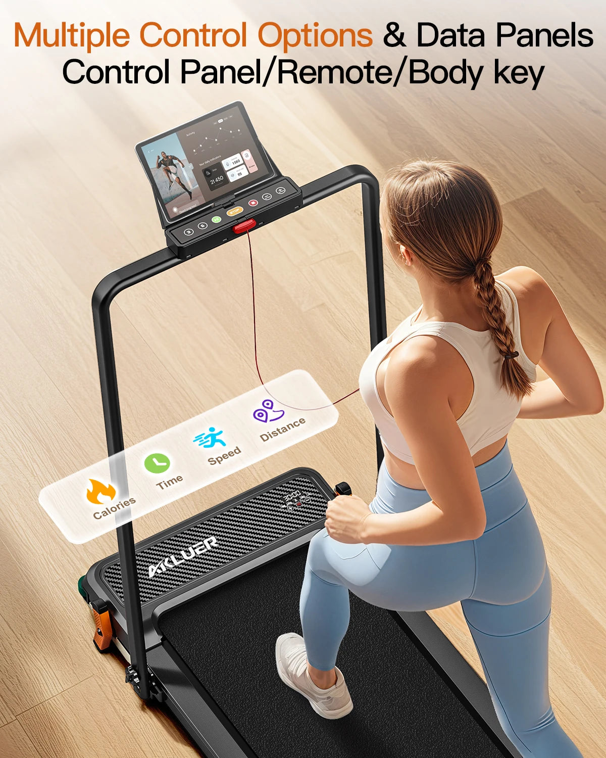 AKLUER Walking Pad Treadmill 2.5HP Home Use With LCD Display