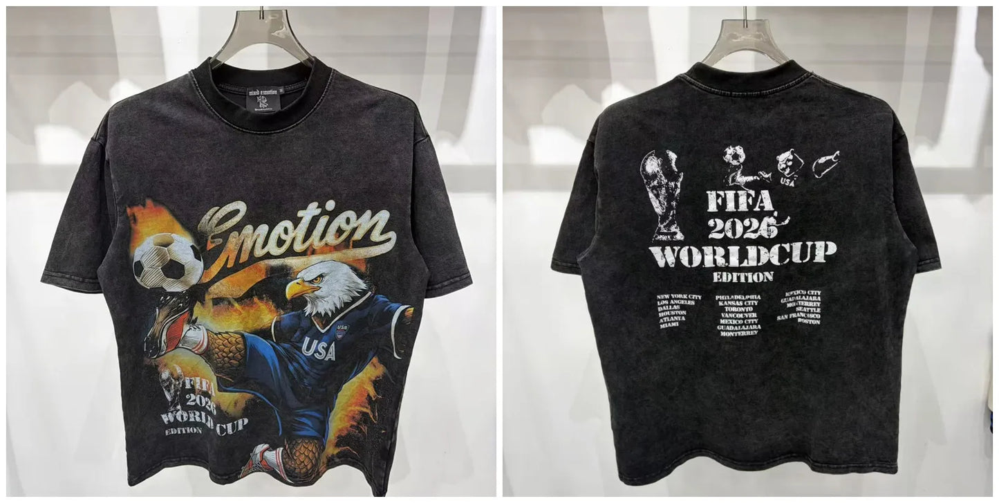 New MIXED-EMOTION Rhinestone printed pattern 100% cotton Men Women T-shirt Loose casual Shinning Diamond Tees Oversized Top