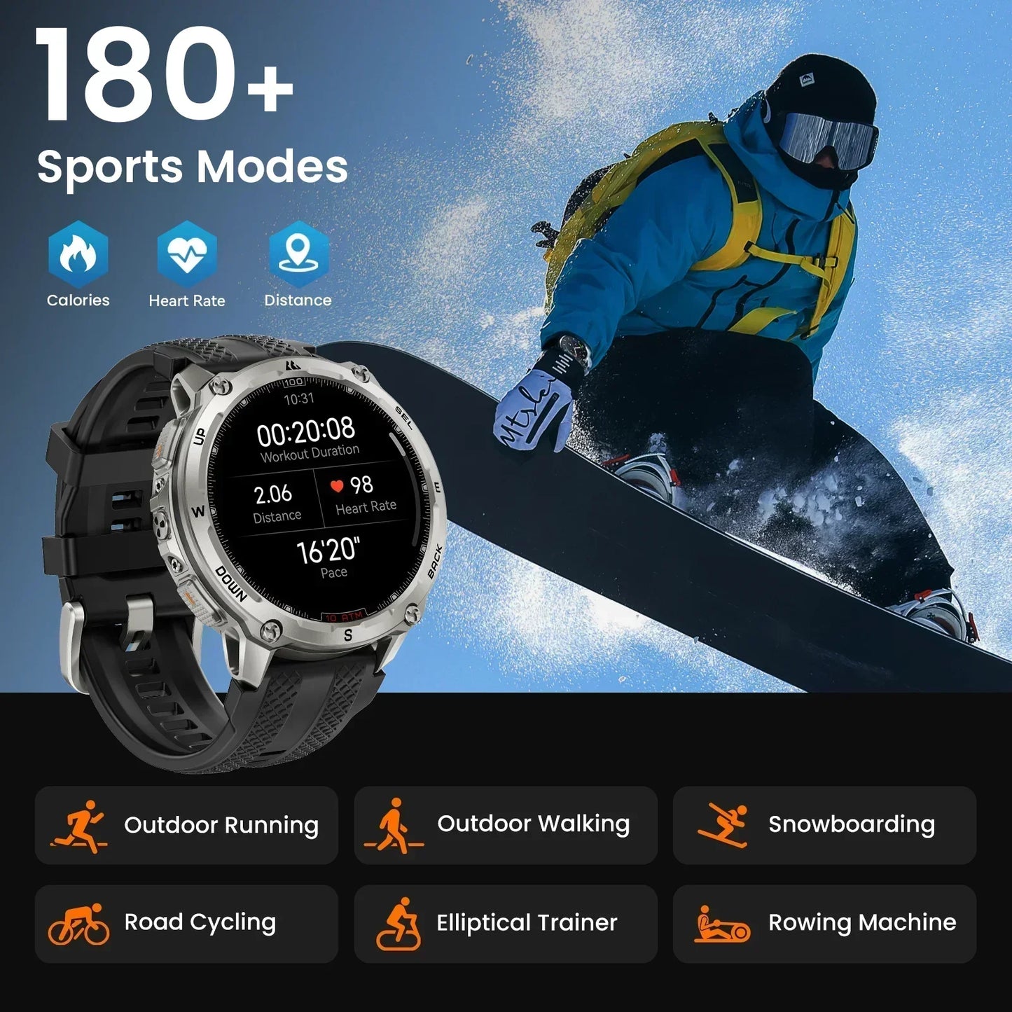 KOSPET Tank T4 Smartwatch GPS Offline Maps 10ATM Waterproof Heart Rate