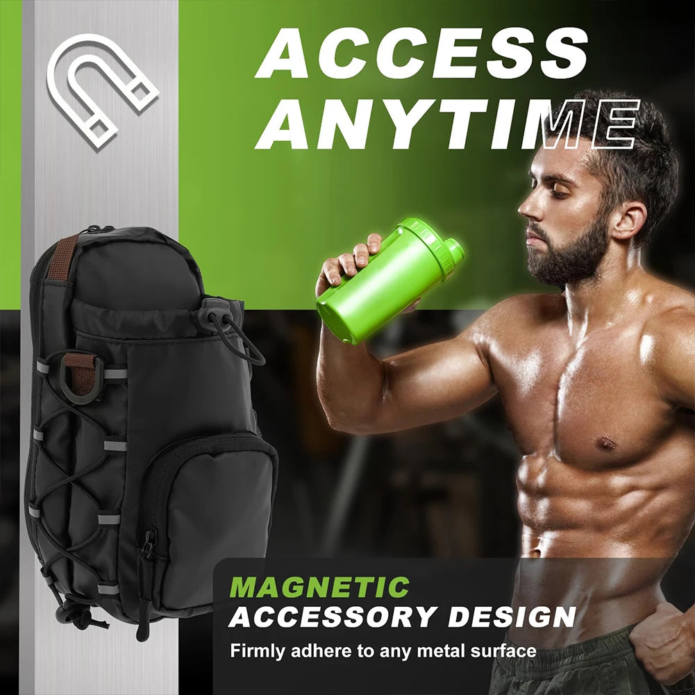 Magnetic Gym Chest Pouch With Bottle Holder Crossbody Bag