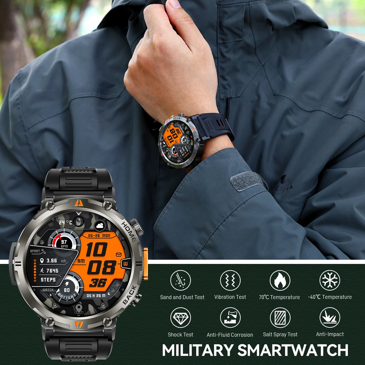 EIGIIS KE3 Smartwatch Men Bluetooth Health Monitor Full Touch Screen