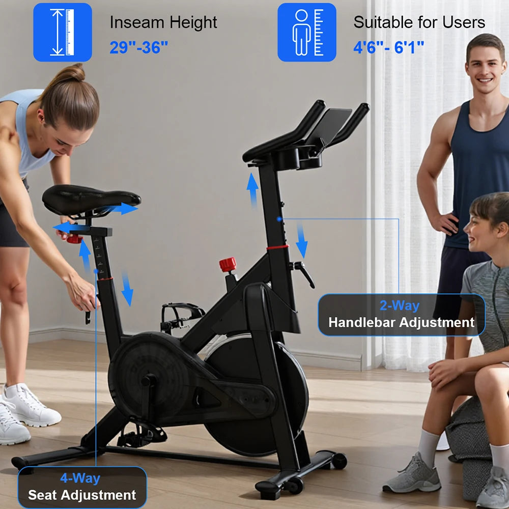 LACUFFY Magnetic Resistance Stationary Exercise Bike With Bluetooth Connectivity