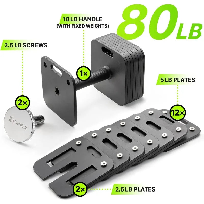 Eisenlink Adjustable Dumbbell Set 50 And 80 Pound Pairs