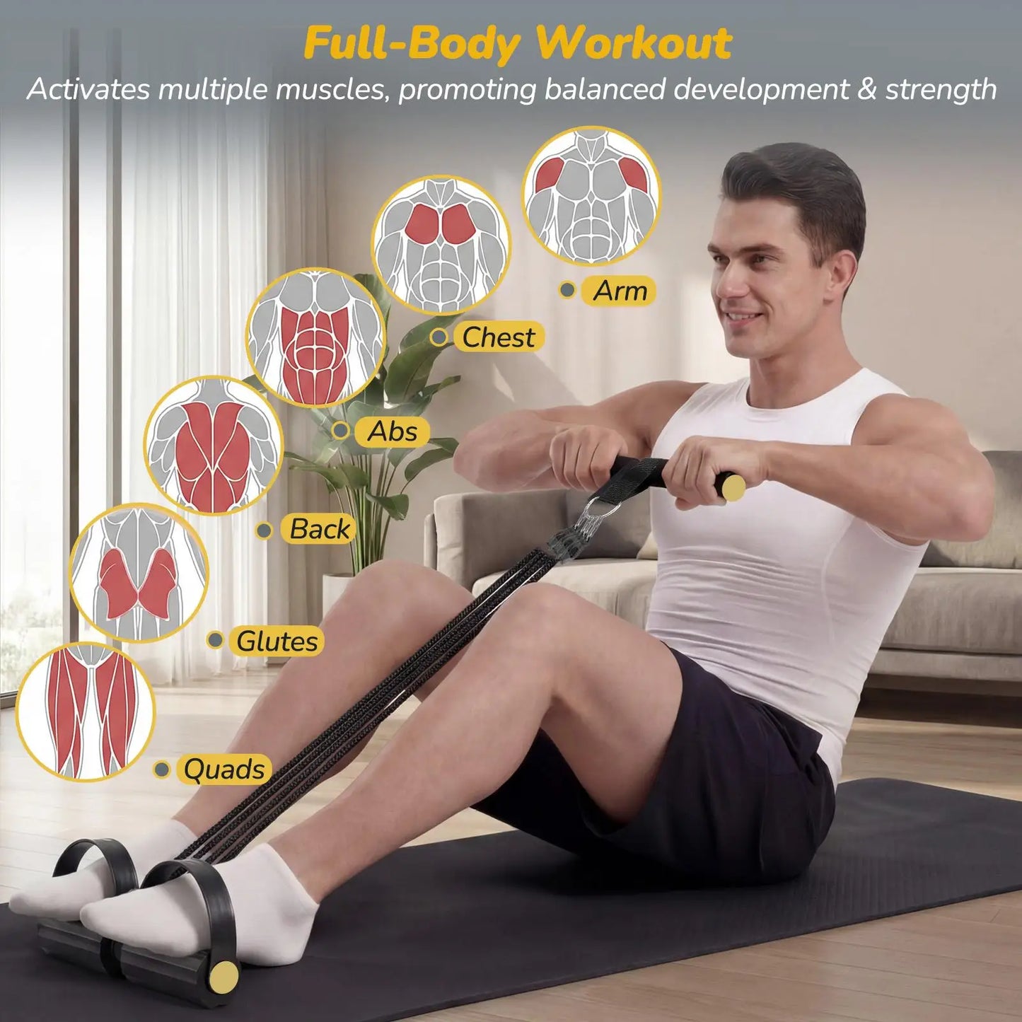 Foot Pedal Resistance Bands Kit With Handles And Ankle Straps