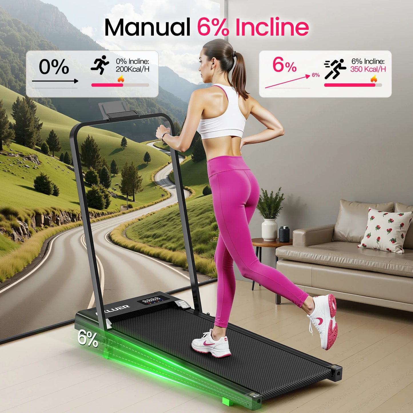 AKLUER Walking Pad Treadmill Under Desk Portable HP Remote