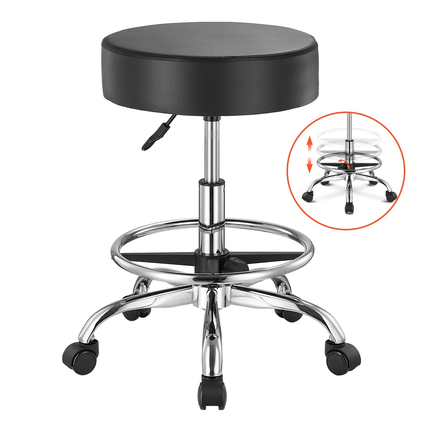 VEVOR Rolling Stool With Wheels Adjustable 450 LBS Capacity