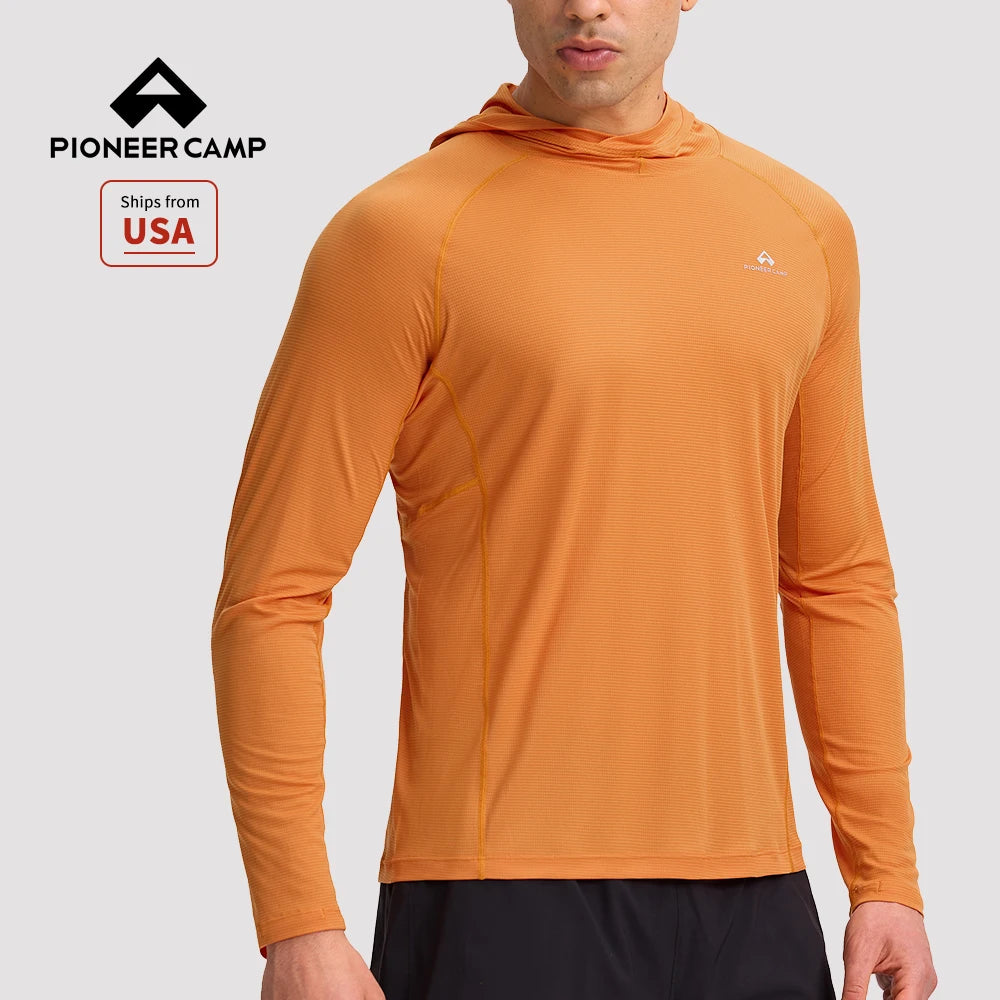 Pioneer Camp Sun Hoodie for Men Ultra Lightweight Long Sleeve Sun Protection Hoodie Shirts Quick Dry Hiking Fishing Running