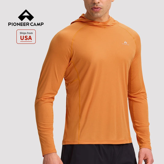 Pioneer Camp Sun Hoodie for Men Ultra Lightweight Long Sleeve Sun Protection Hoodie Shirts Quick Dry Hiking Fishing Running