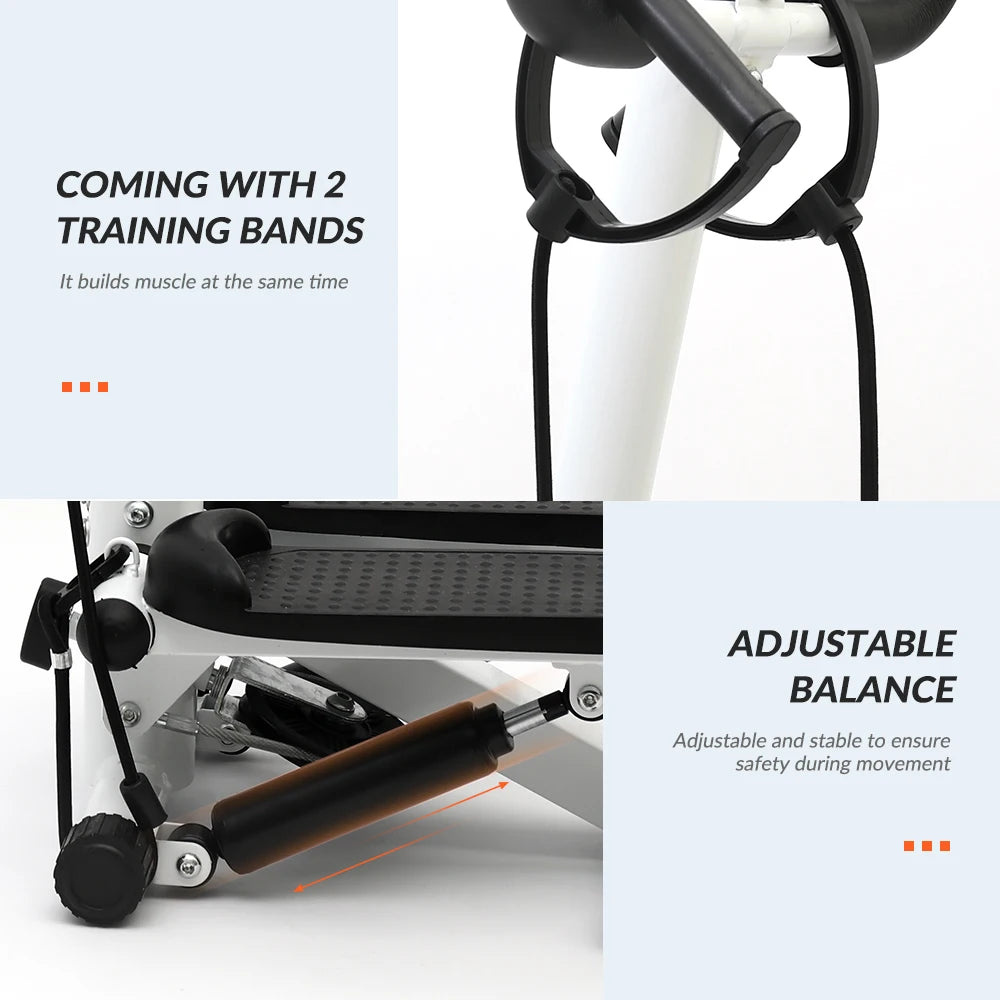 Fitness Twist Stepper Machine With Handlebar LCD Monitor And Bands