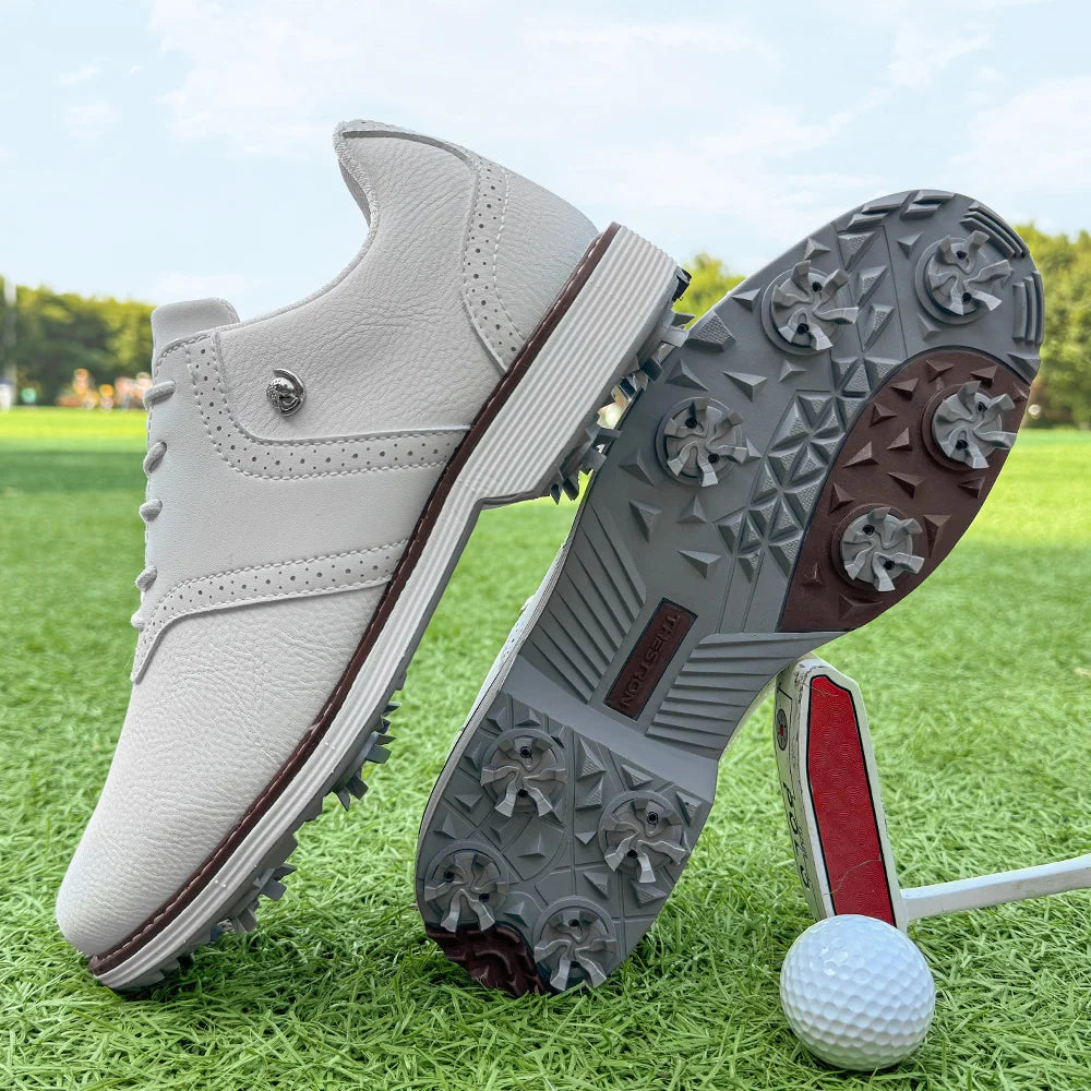 Lenox Golf Shoes for Men Spikes Lace Up Walking Footwear