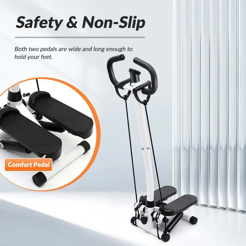 Fitness Twist Stepper Machine With Handlebar LCD Monitor And Bands