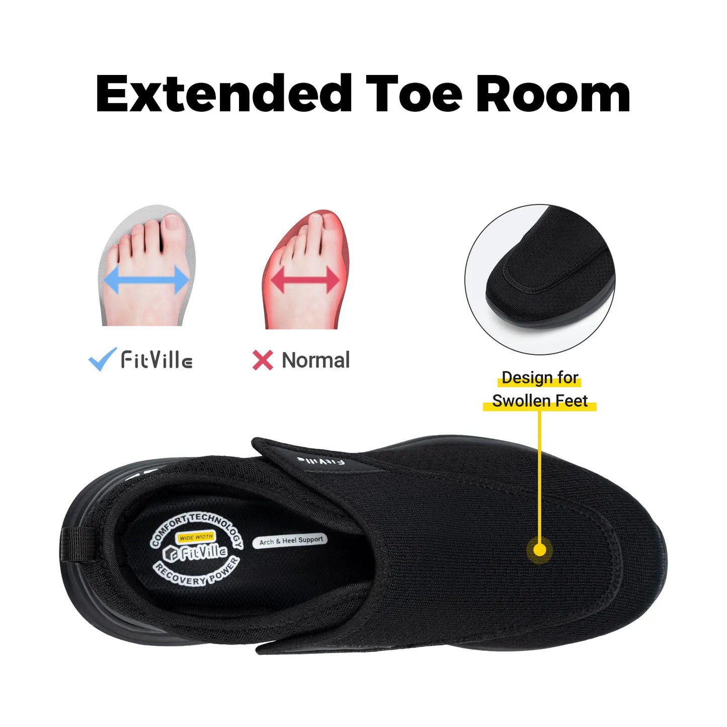 Fitville Diabetic Shoes for Elderly Orthopedic Feet Pain Relief