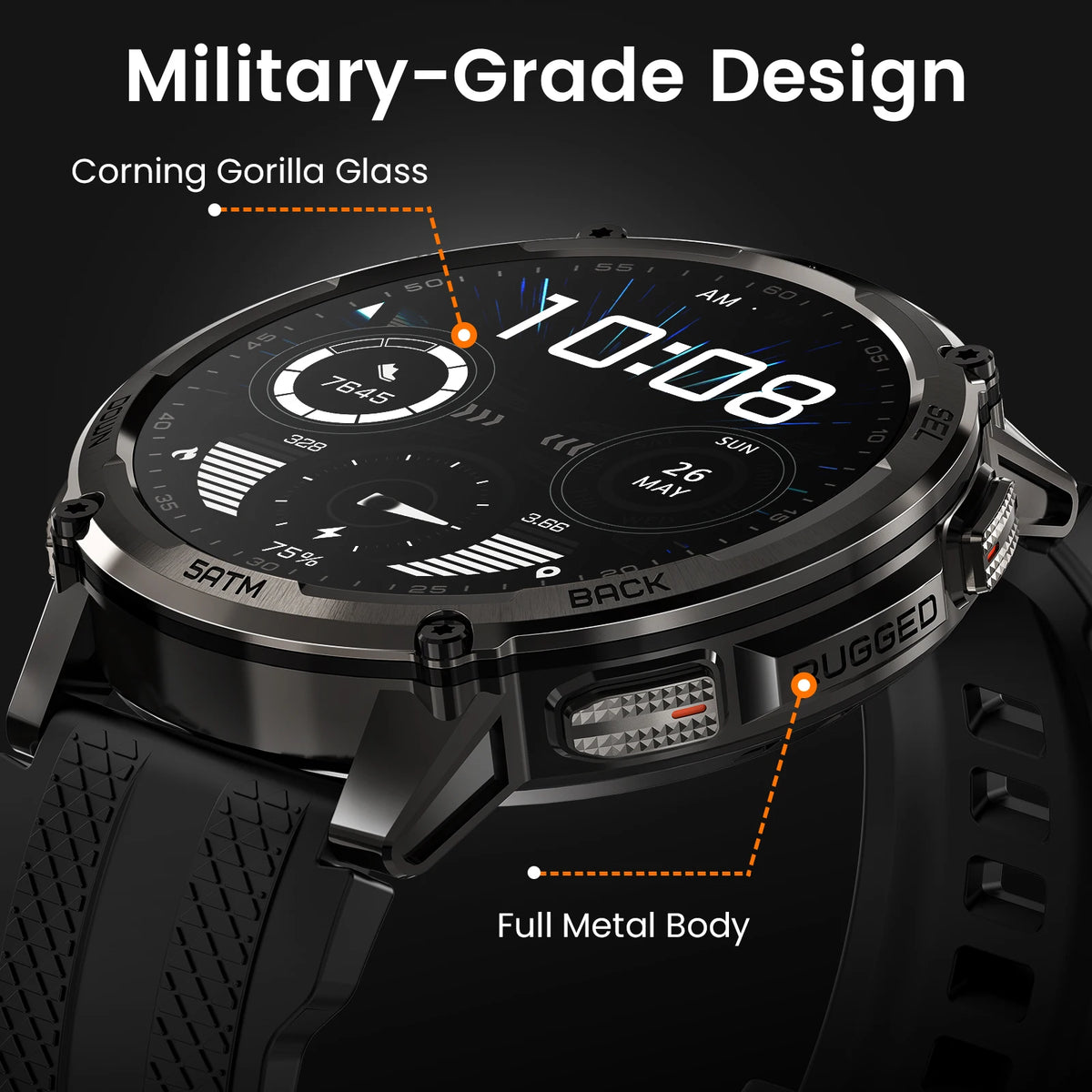 Kospet Tank T4C Rugged Smartwatch With GPS Flashlight Fitness Tracker