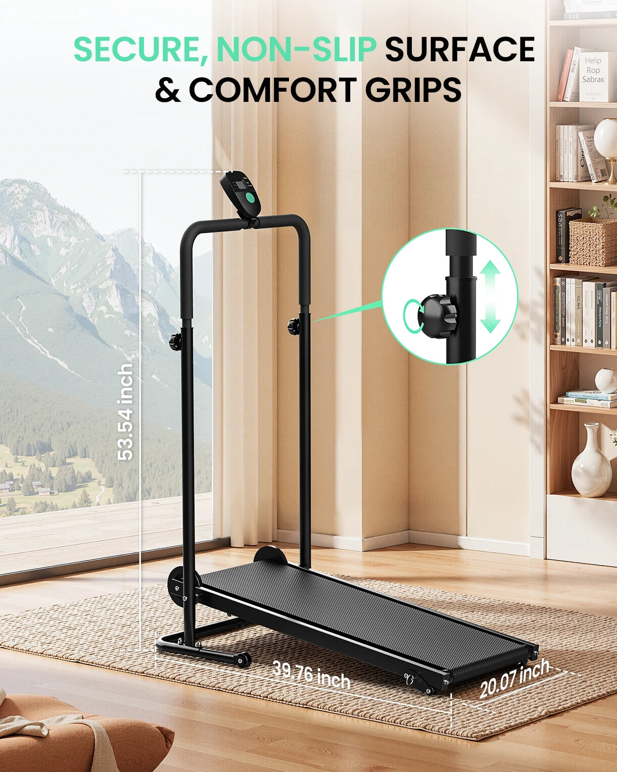 AKLUER Non Electric Treadmill Dual Flywheels Fixed Incline Motorless
