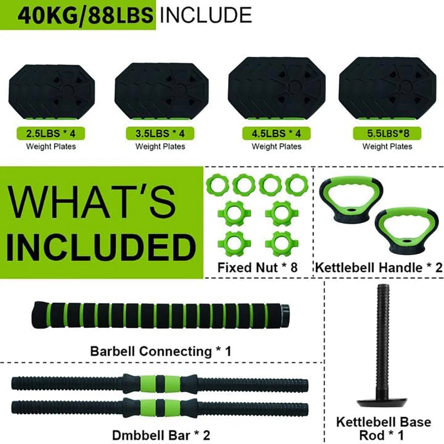 HiMISS 4 In 1 Adjustable Kettlebell Dumbbell Set For Home Gym