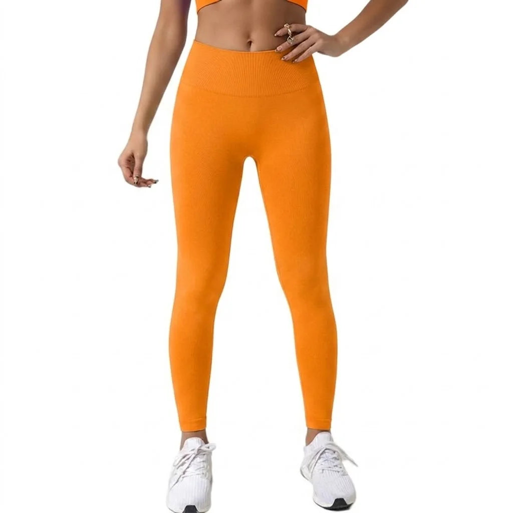 Mid Waist Yoga Pants Women Seamless Knit Gym Leggings Quick Dry Breathable Running Workout Leggings Scrunch Butt Lift Peach Hip Ankle Length Fitness Tights for Cycling Training Activewear