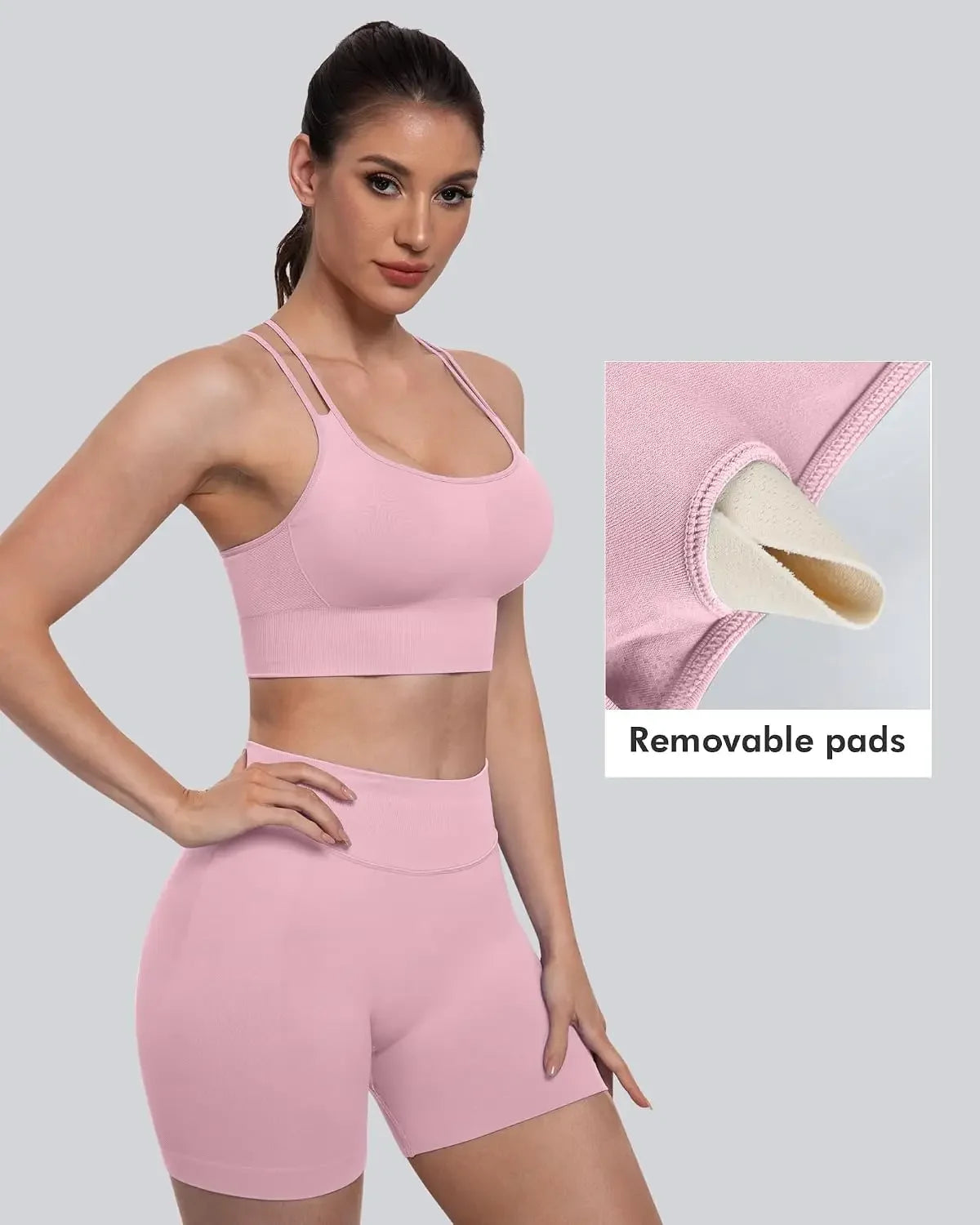 Sports Bras for Women, 4 Packs Padded High Support Workout Yoga Seamless Criss-Cross Racerback Bras