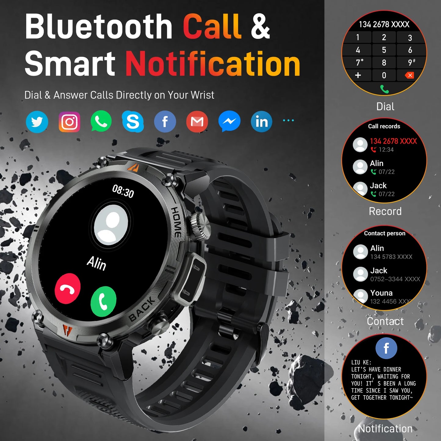 LaNikar KE3 Bluetooth Call Smart Watch for iOS and Android