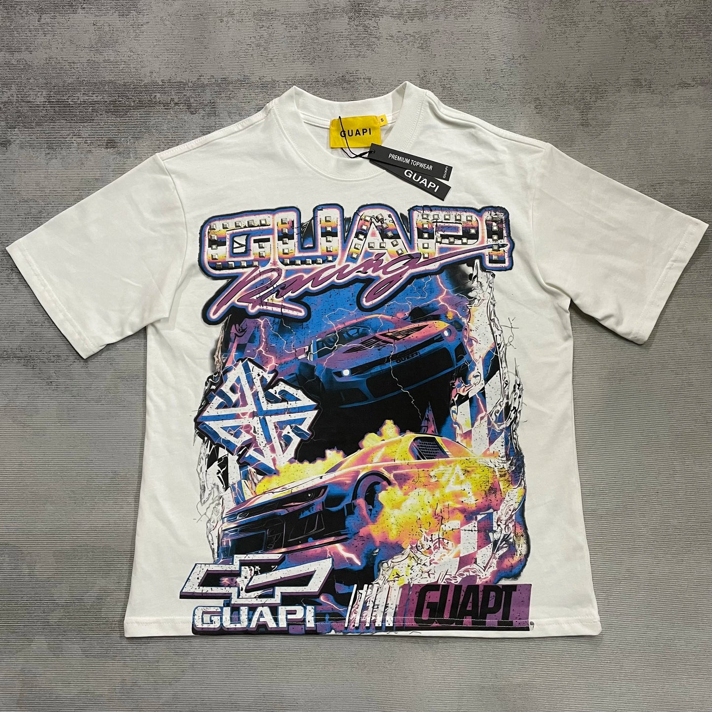 New GUAPI Printed and hotfix rhinestone retro with Washed Oversized 100% cotton Men Women T-shirts Y2K adolescent Fashion T-shirt