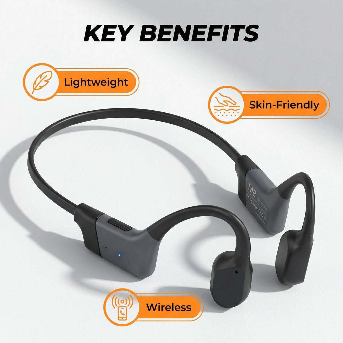 Bluetooth Bone Conduction Headphones With ENC Mic Long Battery Life