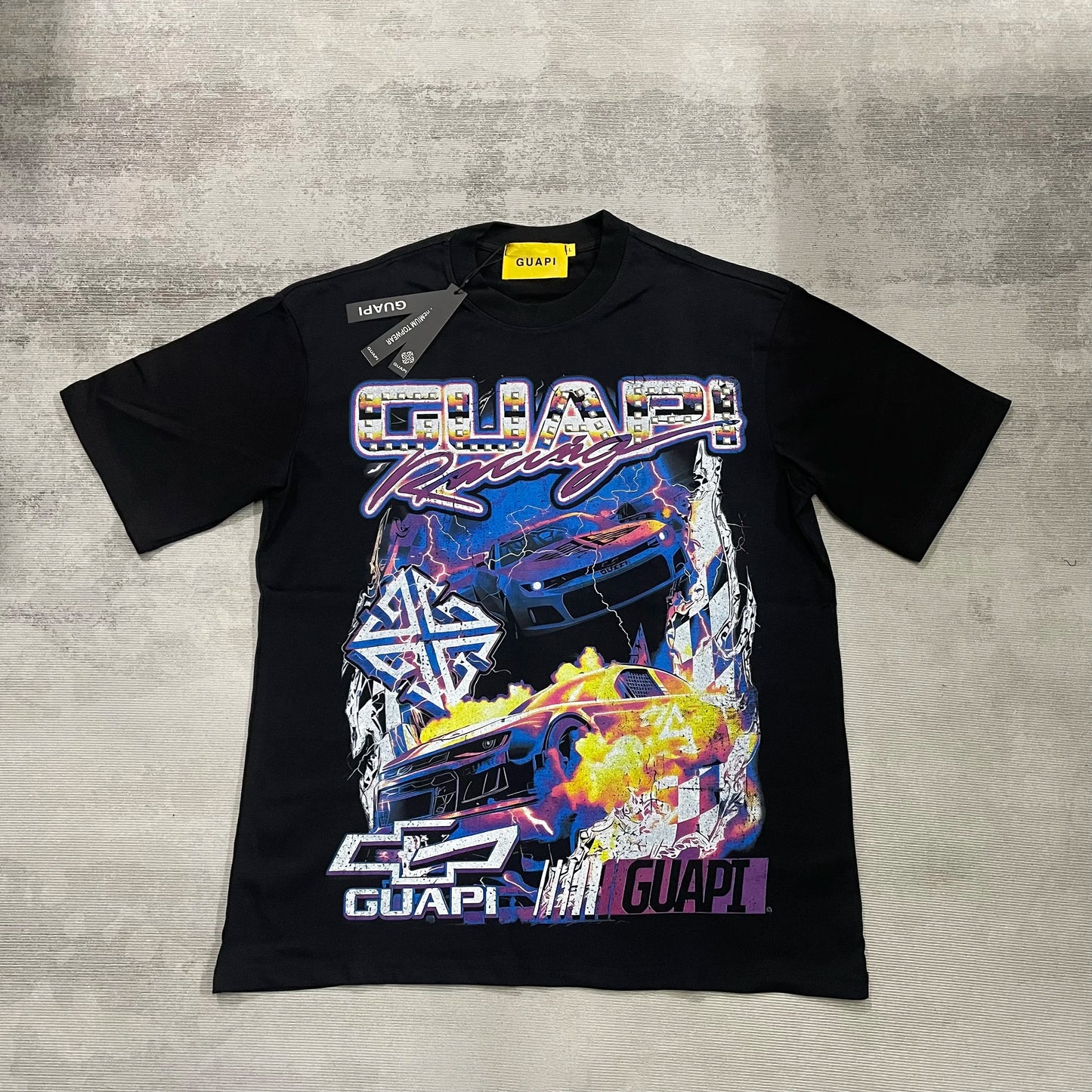New GUAPI Printed and hotfix rhinestone retro with Washed Oversized 100% cotton Men Women T-shirts Y2K adolescent Fashion T-shirt