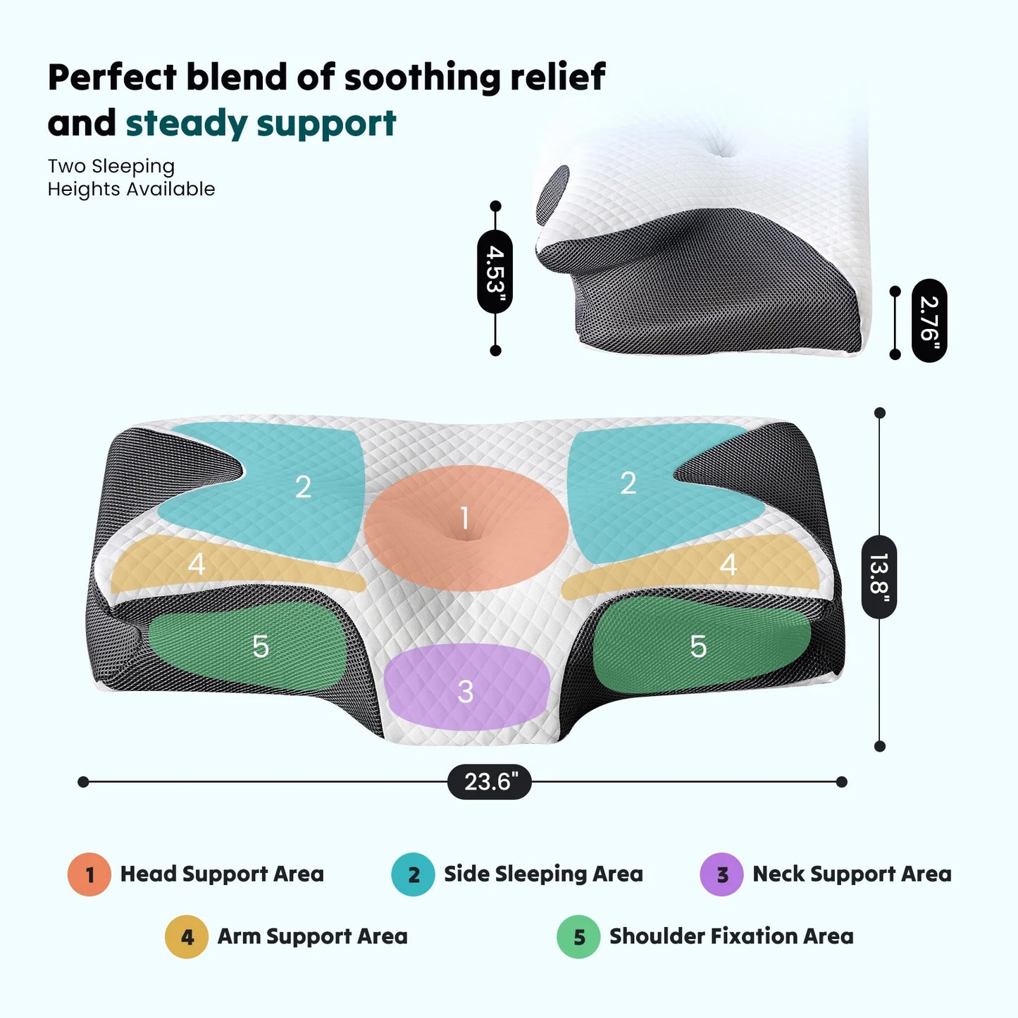JHK Ergonomic Memory Foam Cervical Neck Pillow With Cooling Cover