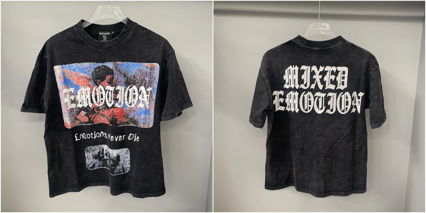 New MIXED-EMOTION Rhinestone printed pattern 100% cotton Men Women T-shirt Loose casual Shinning Diamond Tees Oversized Top