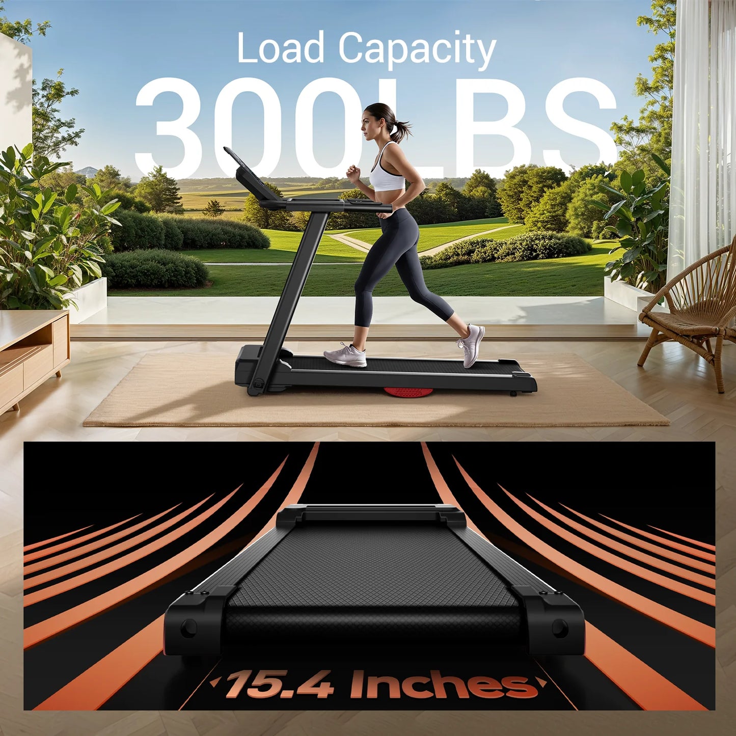 Foldable 3.0HP Home Treadmill With HR Monitor And Cup Holder